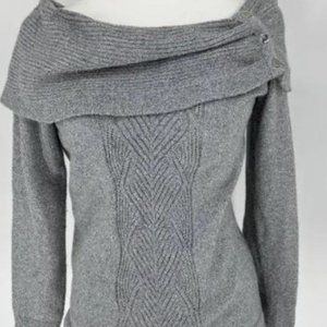 WHBM Gray Off-the-Shoulder Metallic Sweater - XS